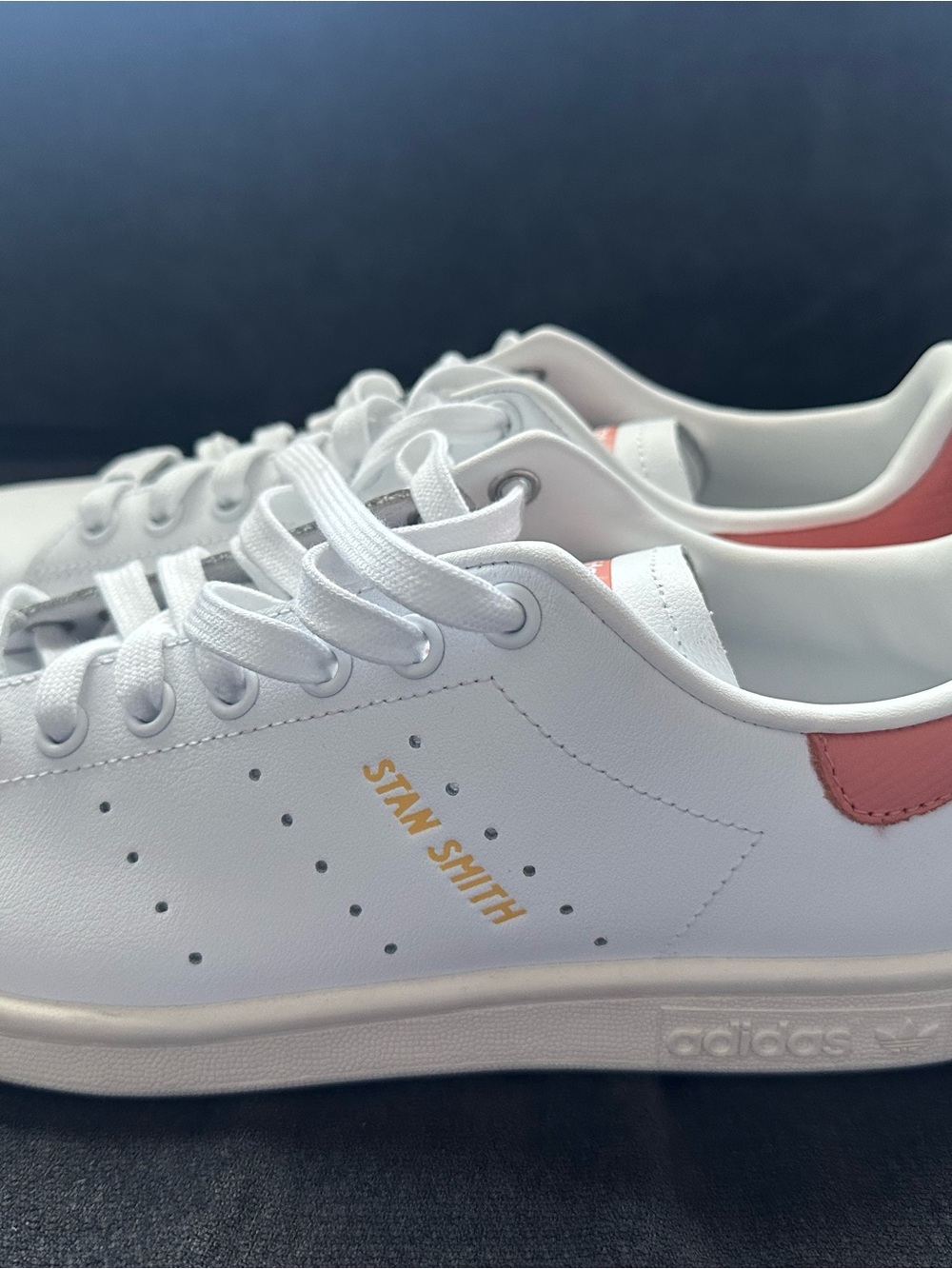 adidas White Leather Sneakers with Pink Heel Tab
